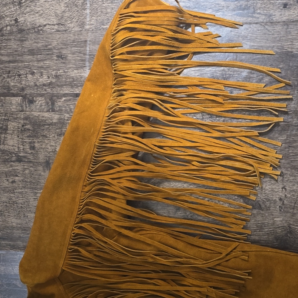 VINTAGE Men’s Fringe Suede Jacket - Burnt Orange Brown Sz‎ L / XL - Picture 8 of 14